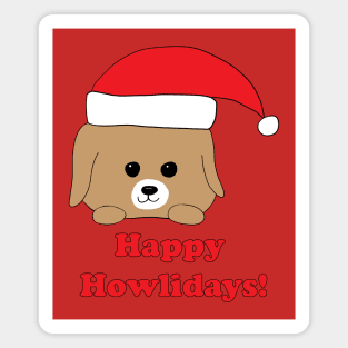 Happy Howlidays! Dog in Christmas Hat Magnet